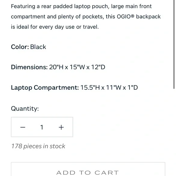 Gulfstream branded OGIO Black Stratagem Backpack - Picture 5 of 10